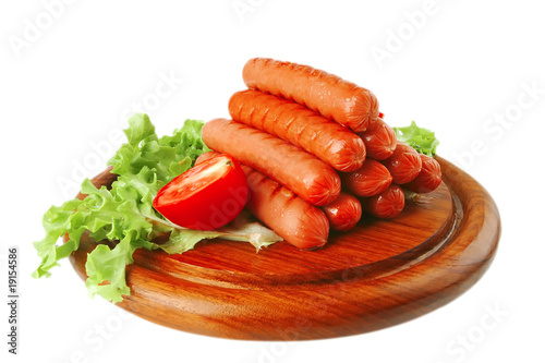 served grilled beef red sausages