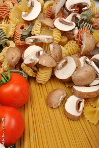 home made noodle and organic chestnut mushroom