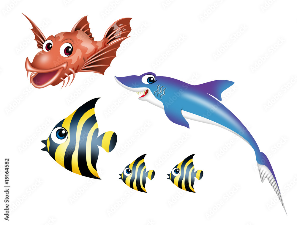 Fototapeta premium 海の生物のキャラクター001