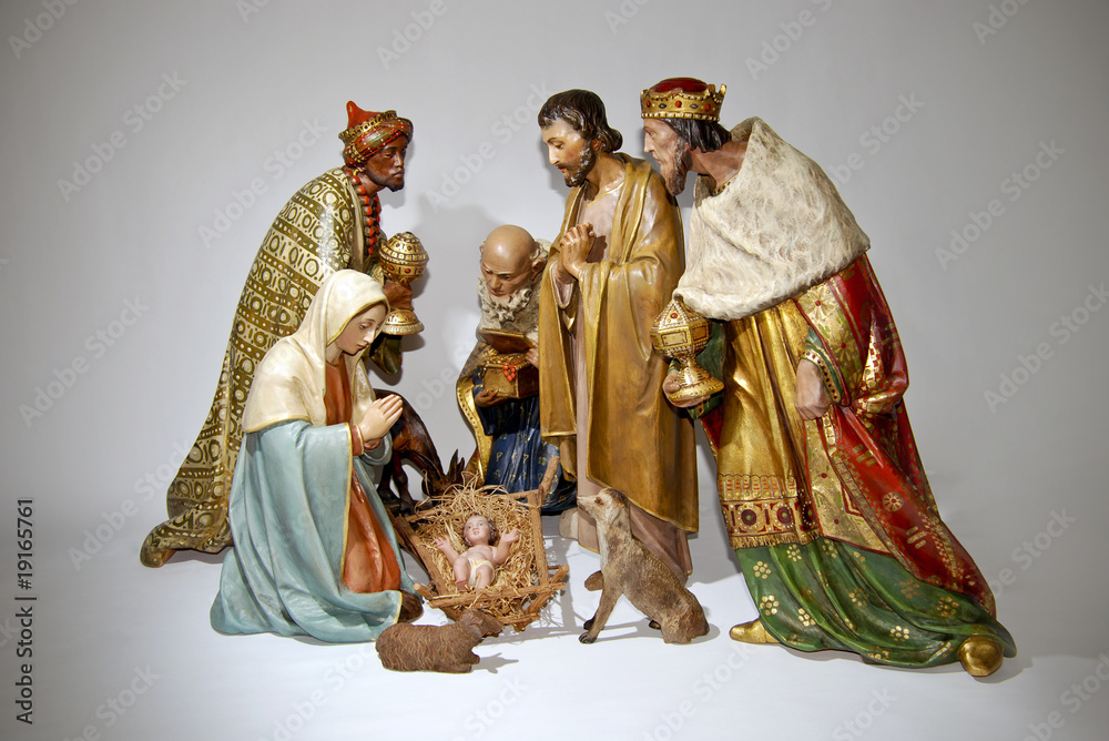 Obraz premium Figurine nativity Christmas scenes.Isolated