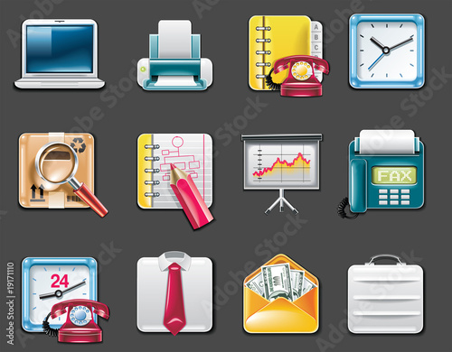Vector universal square icons. Part 9. Business and office