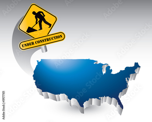 construction sign over united states icon