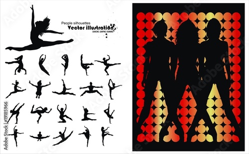 dancing jumping flying falling people vector illustration
