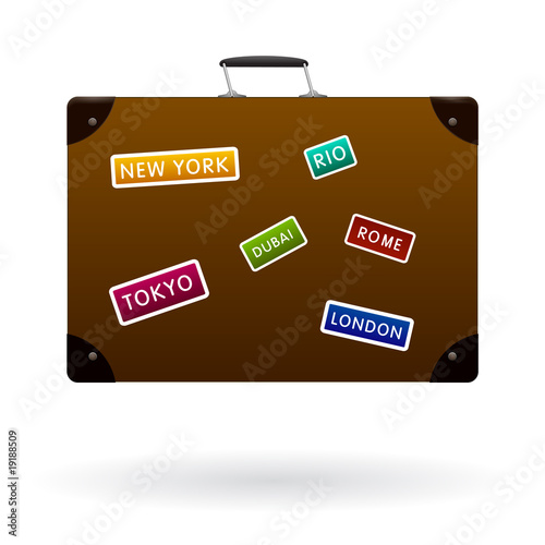 globetrotter suitcase with stickers