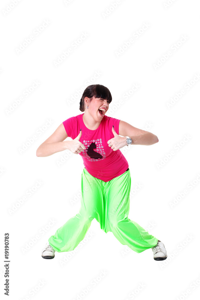 Hip hop woman dancer isolated on white