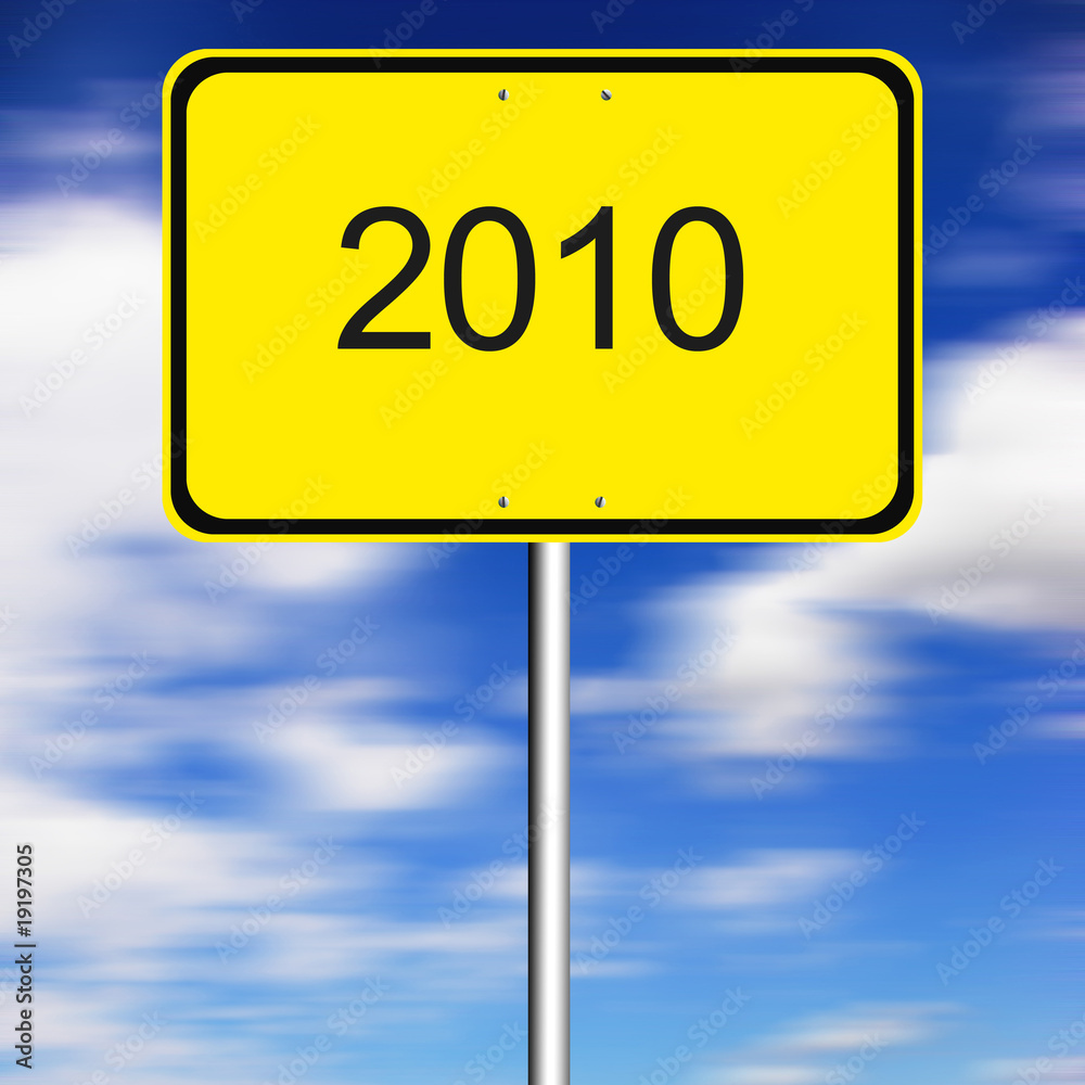 Verkehrsschild mit Silvester und Neujahrs Begriffen Verkehrsschild mit Silvester und Neujahrs Begriffen