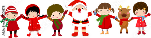 happy children and santa