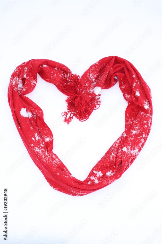 Red heart on the snow Red heart on the snow