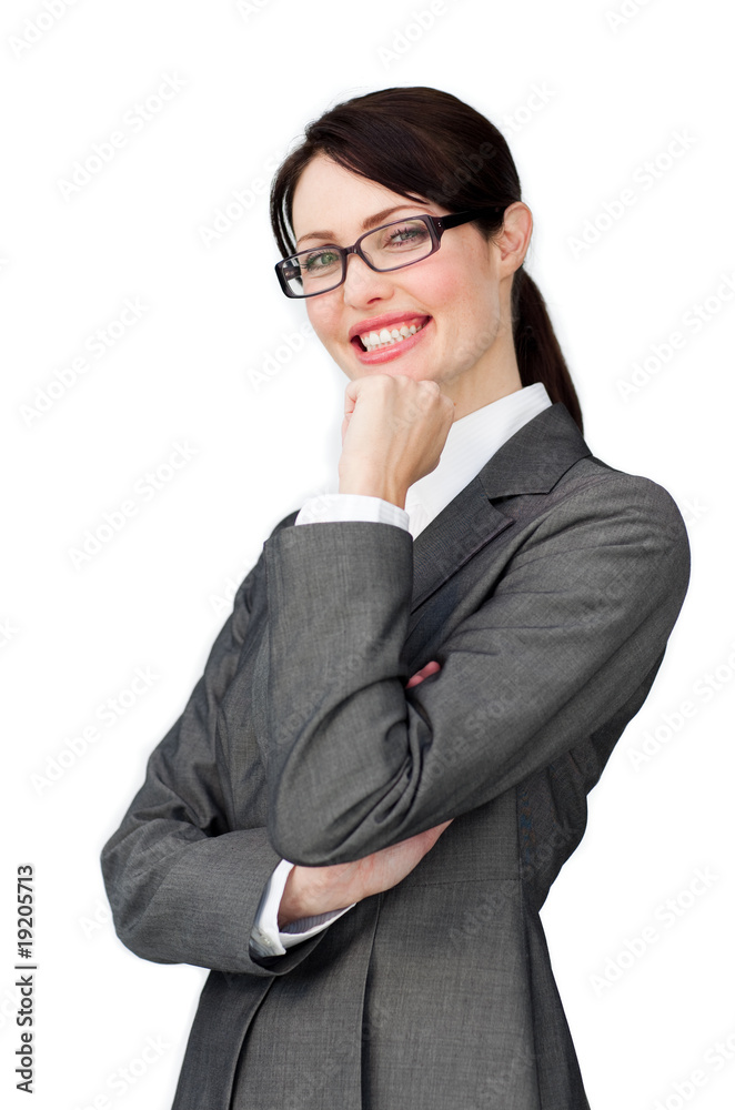 Assertive elegant businesswoman wearing glasses Assertive elegant businesswoman wearing glasses