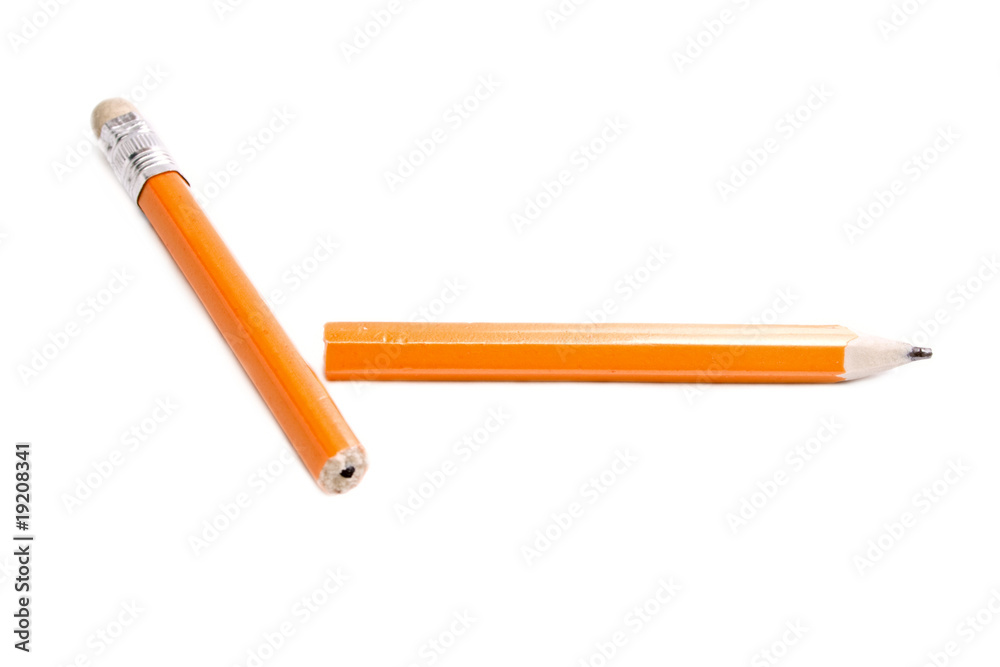 Broken pencil isolated on the white background Broken pencil isolated on the white background