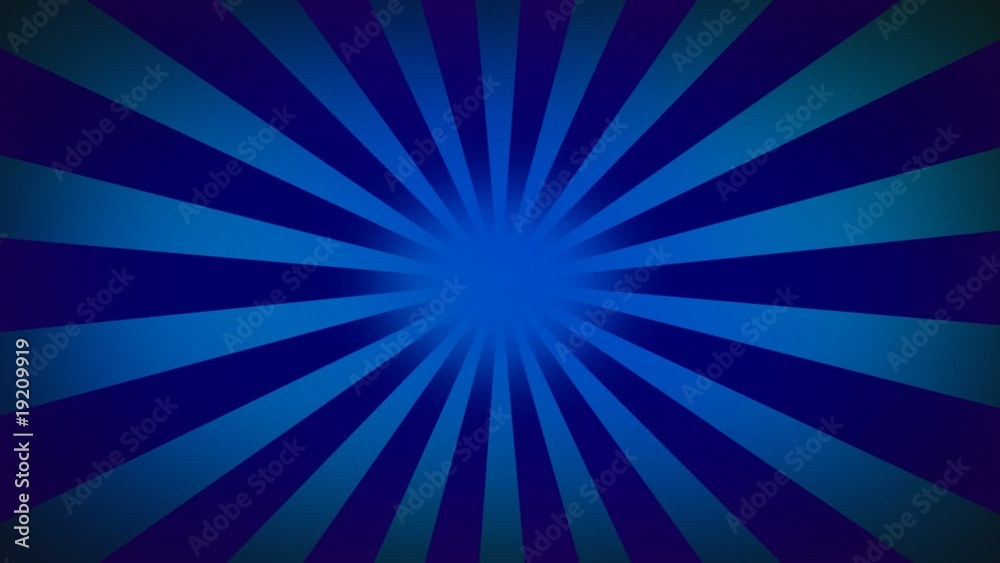 Blue sunburst looped - Radial rays looped background