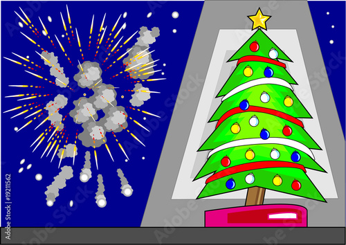 Christmas tree fireworks