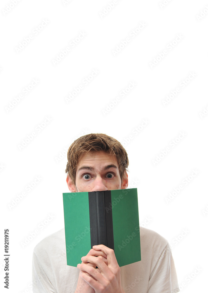 Young adult alert with book Young adult alert with book