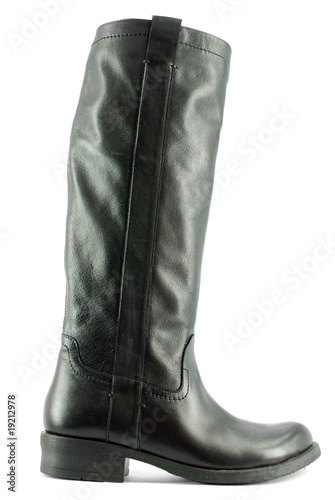 woman tall black leather boot