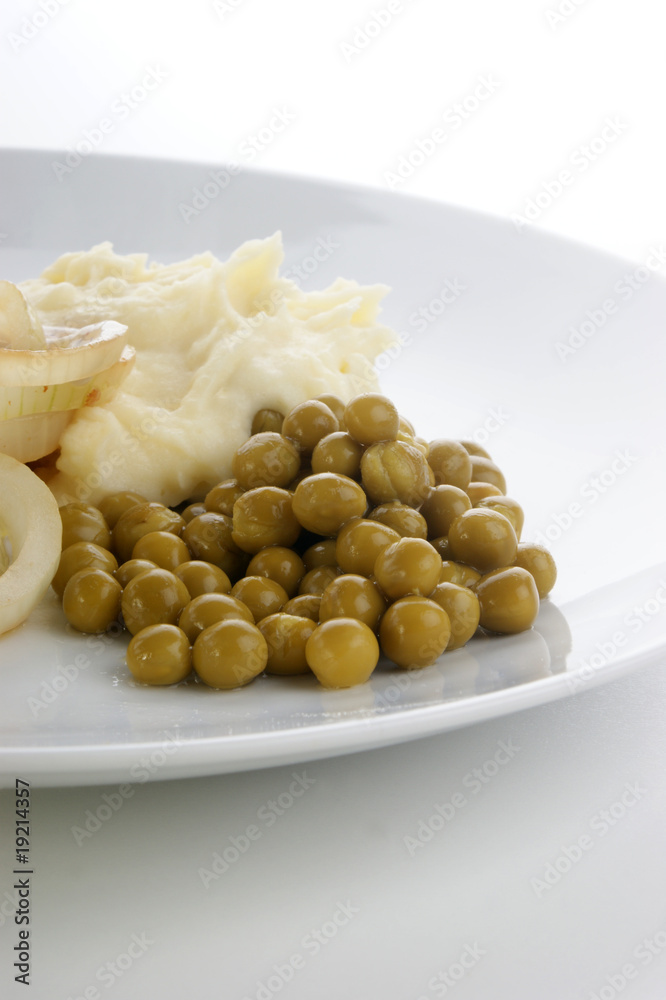 mash potato with organic pea on a plate mash potato with organic pea on a plate