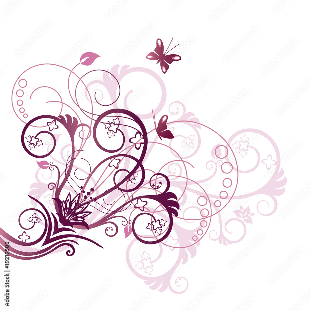 Naklejka premium Purple floral corner design element