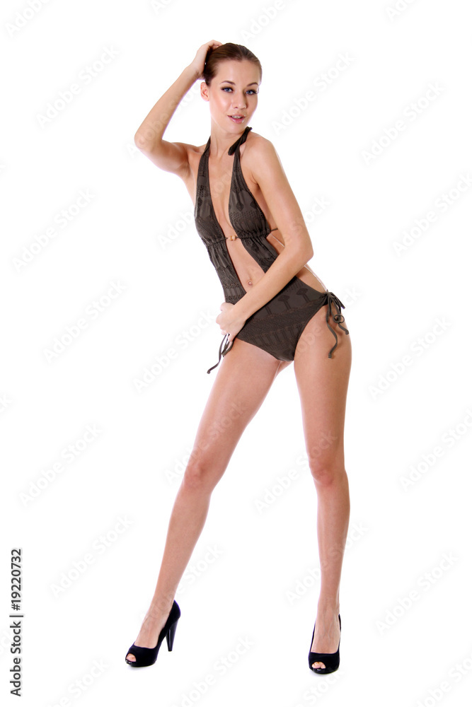 young woman in bikini, isolated on white background young woman in bikini, isolated on white background