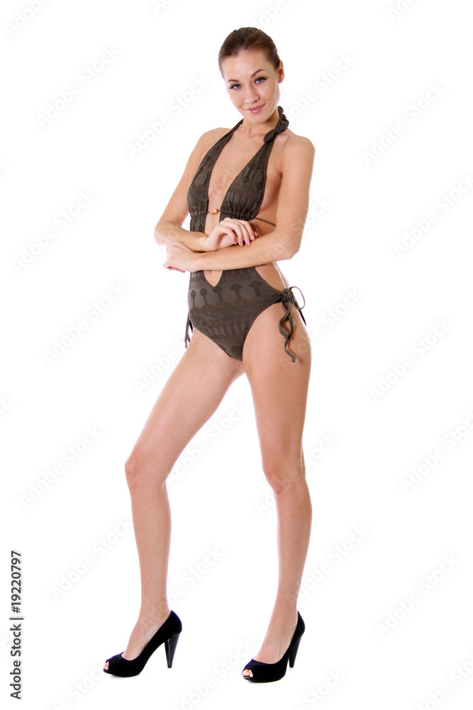 young woman in bikini, isolated on white background young woman in bikini, isolated on white background
