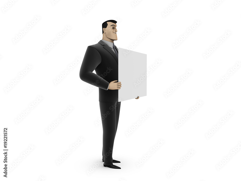 Businessman and white panel Businessman and white panel