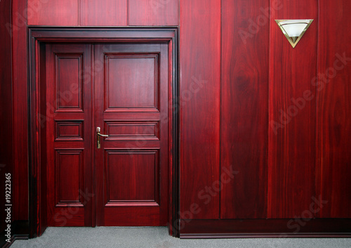 luxury mahogany interior with door photo