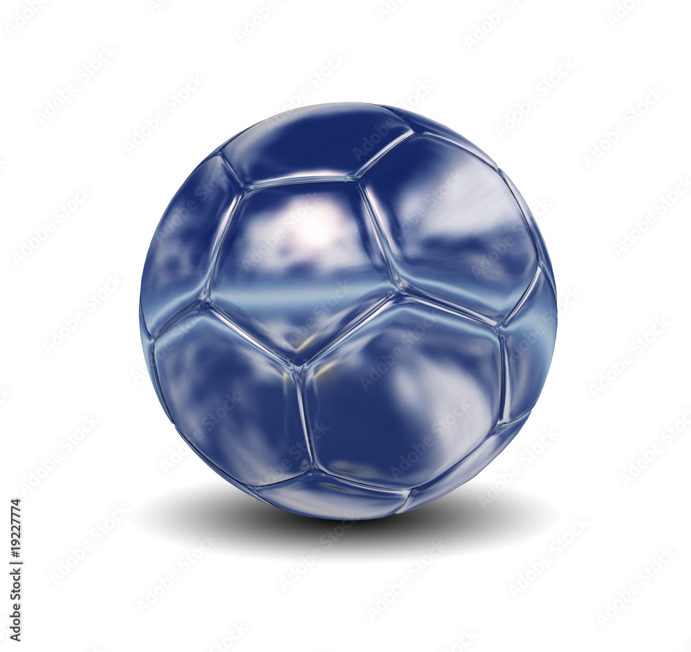 Fototapeta premium high resolution blue silver soccer ball isolated on white