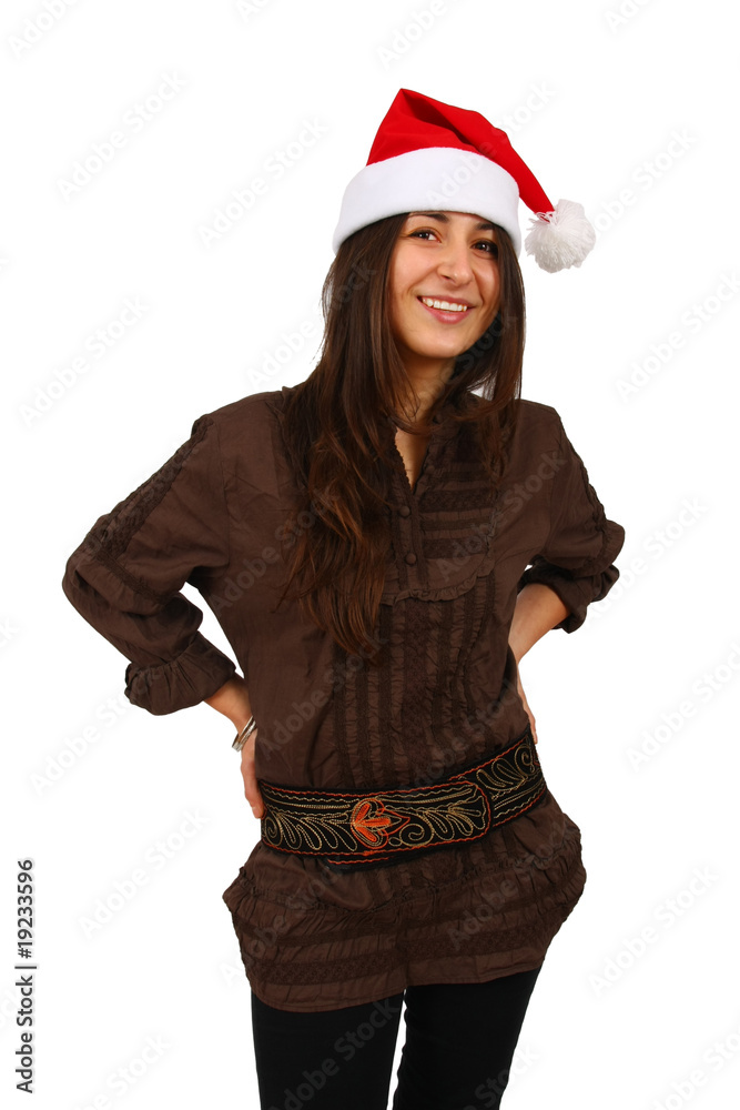 beautiful christmas girl smiling isolated on white background beautiful christmas girl smiling isolated on white background