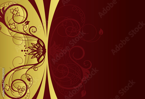 Gold and red floral border design