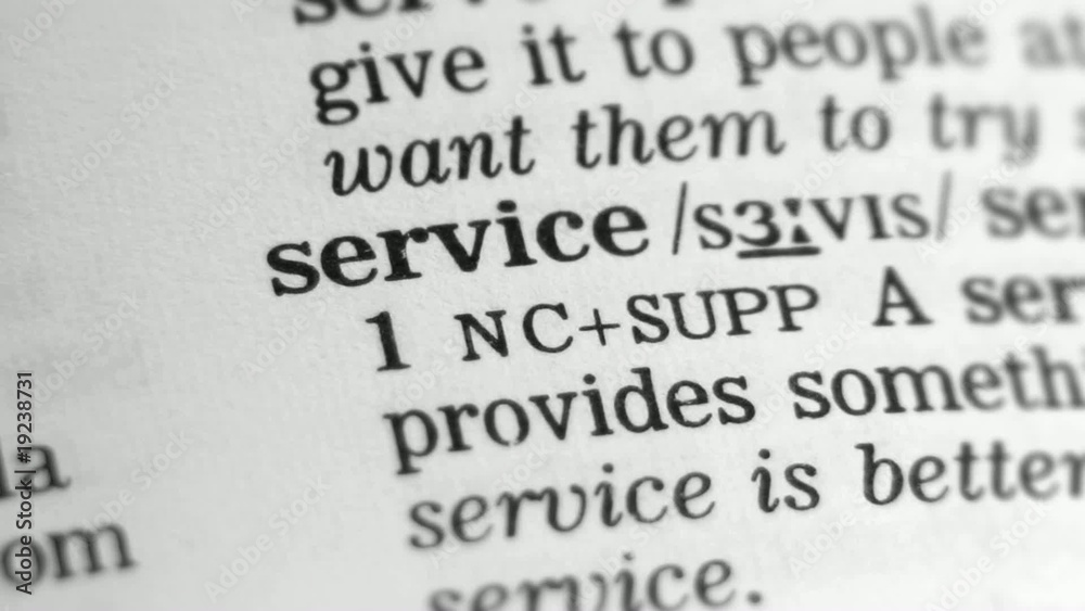 Selective focus on the word Service on Dictionary. Selective focus on the word Service on Dictionary.