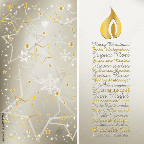 Elegant christmas greeting in different languages with candle