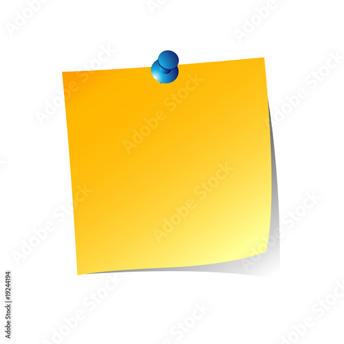reminder note with blue push pin