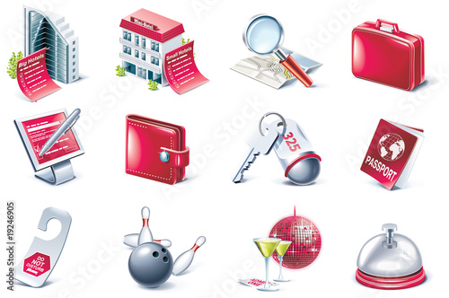 Vector hotel service icon set