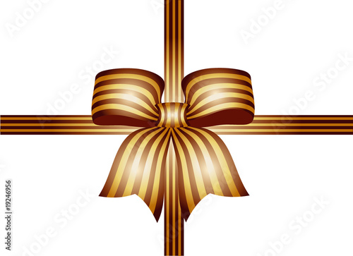 illustration - goldene schleife mit streifen