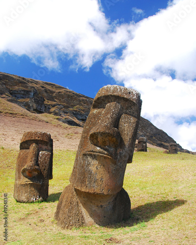Easter Island moai at Rano Raraku quarry