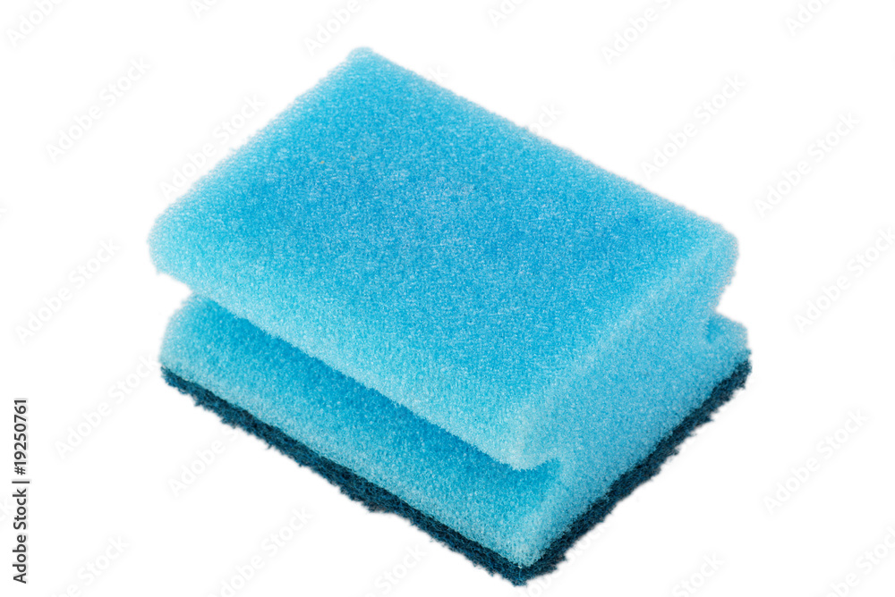 blue kitchen sponge isolated on white background blue kitchen sponge isolated on white background