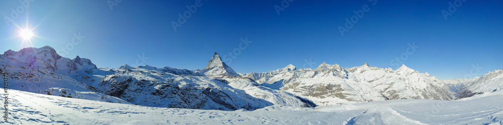 panorama from riffelberg in winter