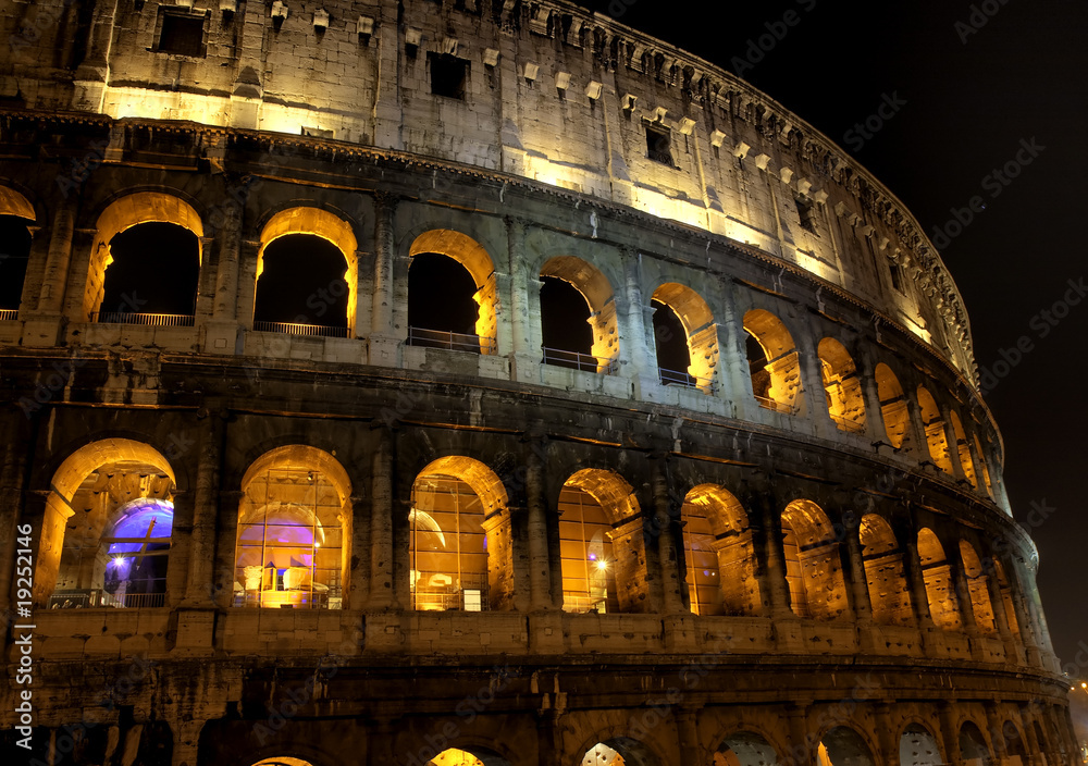 Illuminated Colosseum at night