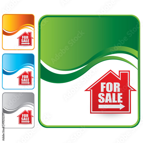 for sale sign green wave background