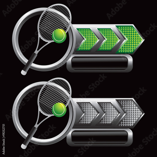 tennis racket and ball green and gray arrow nameplates