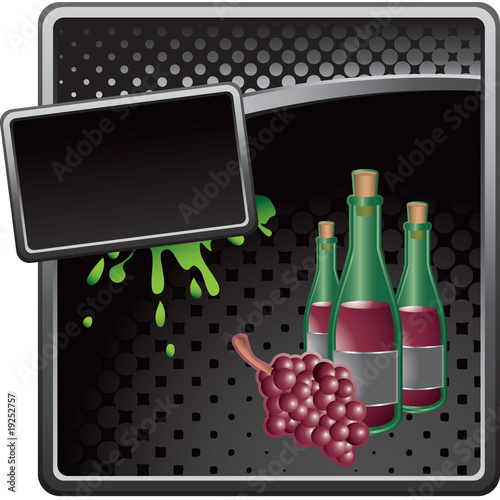 wine bottle and grapes black halftone grungy ad