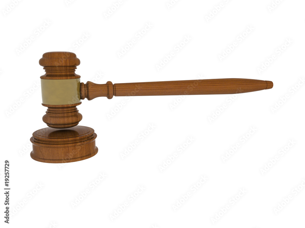 Wood gavel on white background and sounding block Wood gavel on white background and sounding block