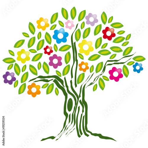 arbol con flores colores primavera