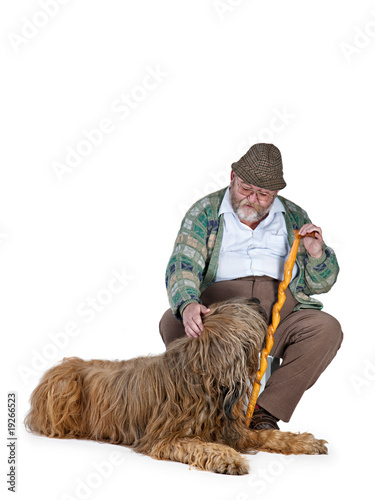 Old man with dog.