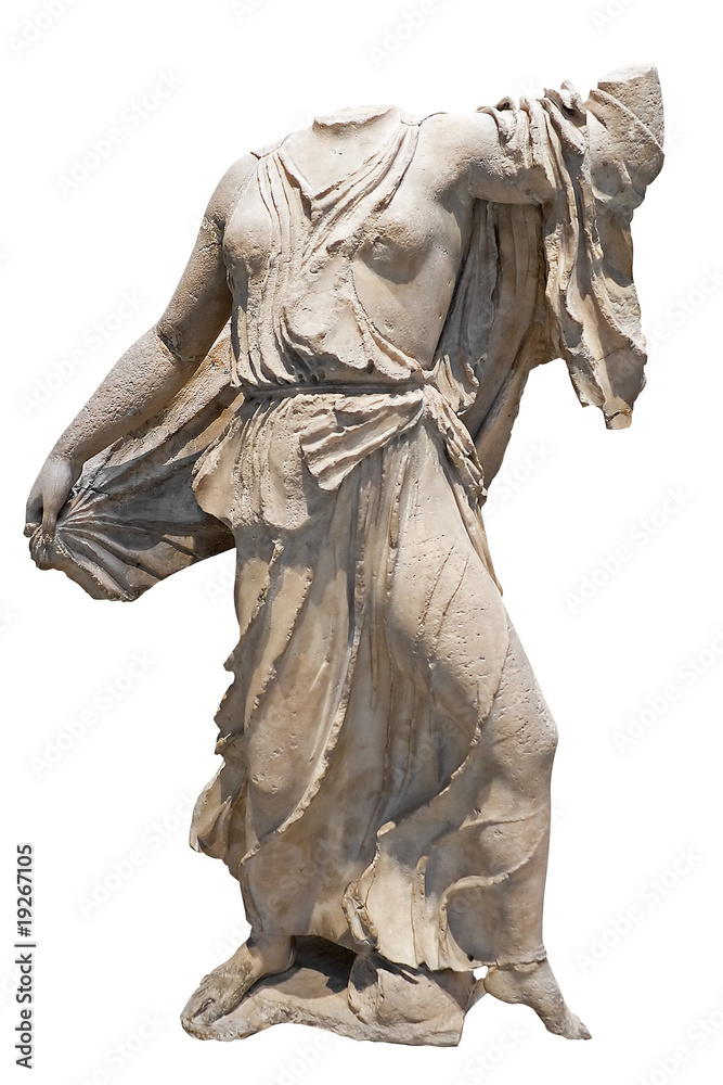 Ancient greek marble statue of a woman or goddess isolated on w Stock ...