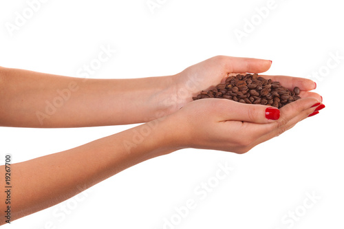 Woman hands and beans.