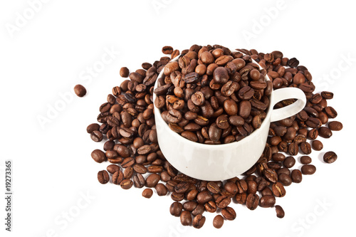 cup of coffee beans isolated