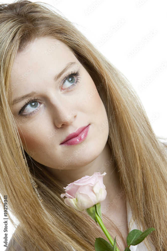 portrait of young woman with a rose portrait of young woman with a rose