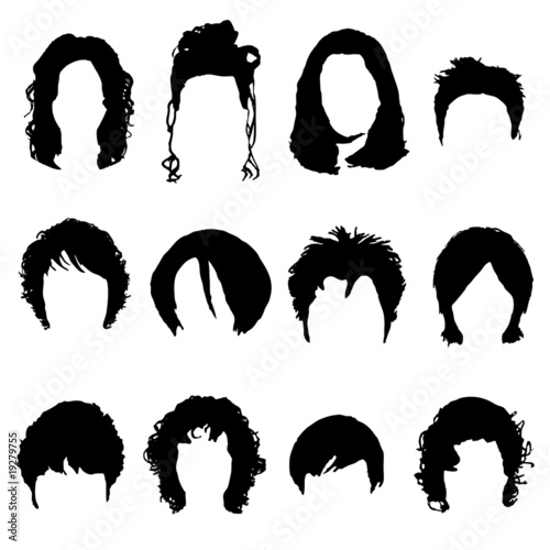 Big collection of black hair styling for woman