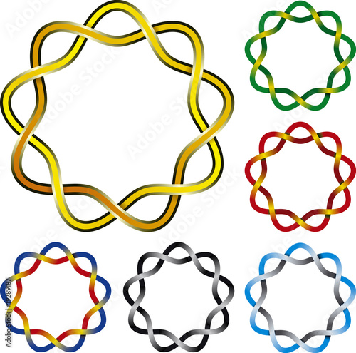 Vector illustration of six complex celtic knots circles