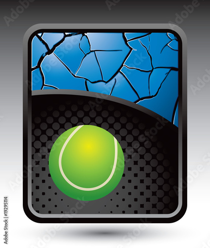 tennis ball blue cracked background