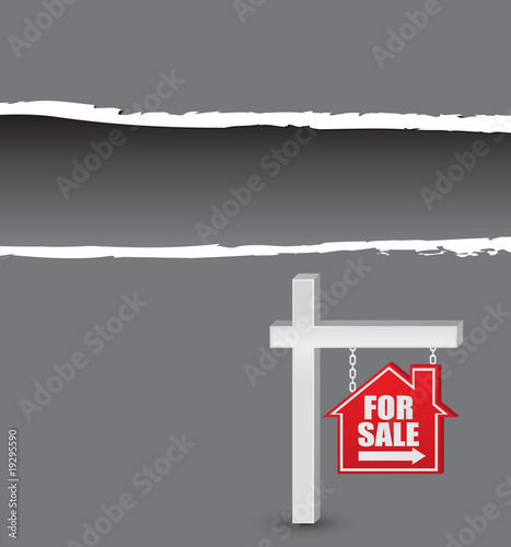 for sale sign gray ripped banner